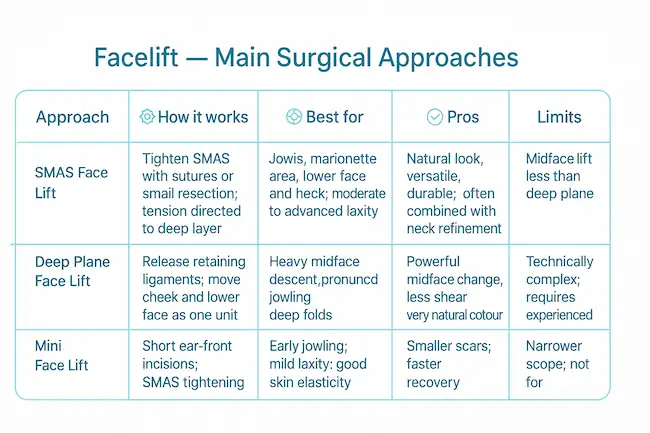 facelift surgical approaches